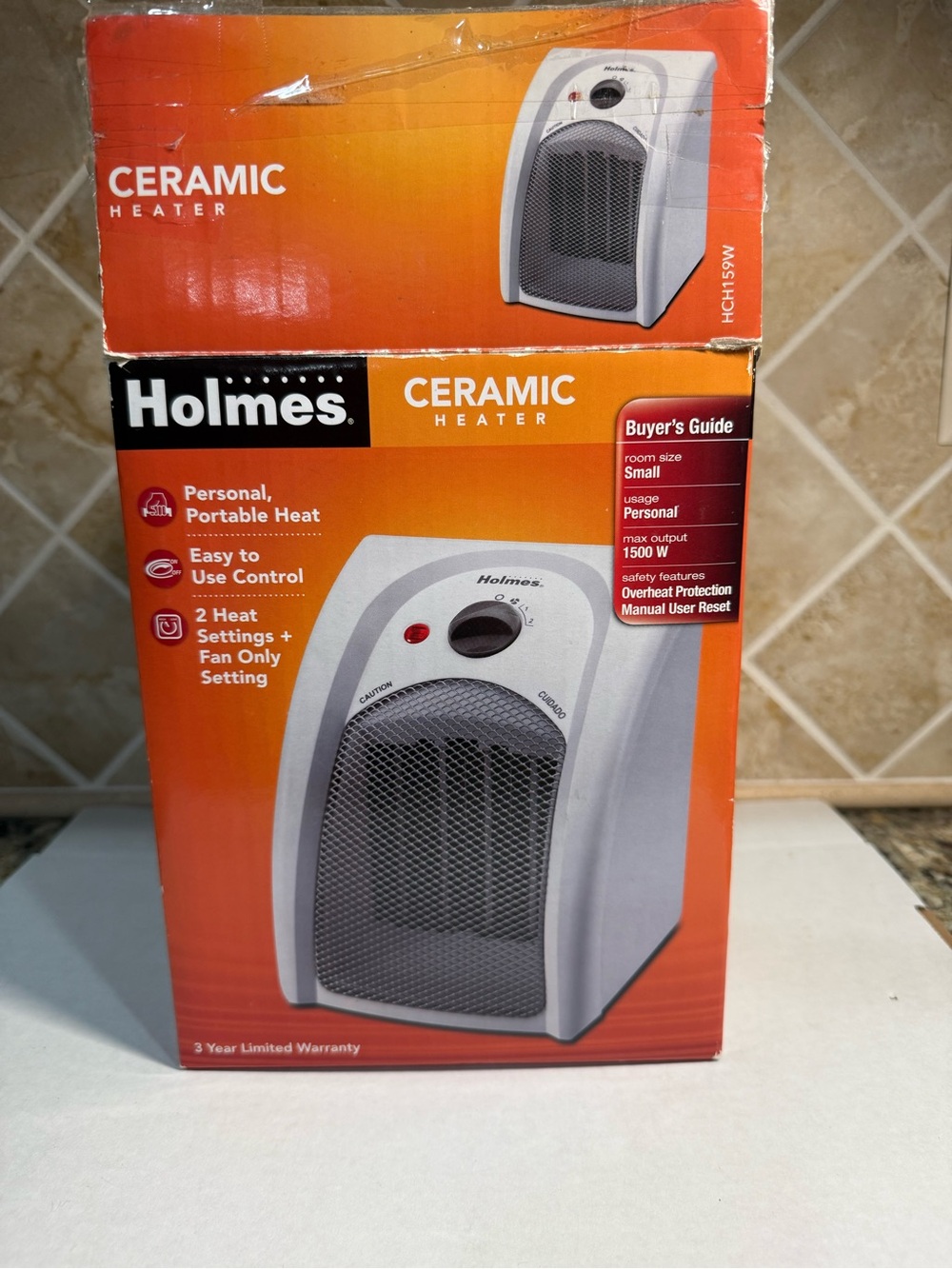 Holmes HCH1590 Ceramic Space Heater 1500W, 2 heat settings, open box